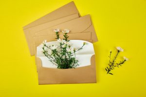 letter with flowers in the envelope